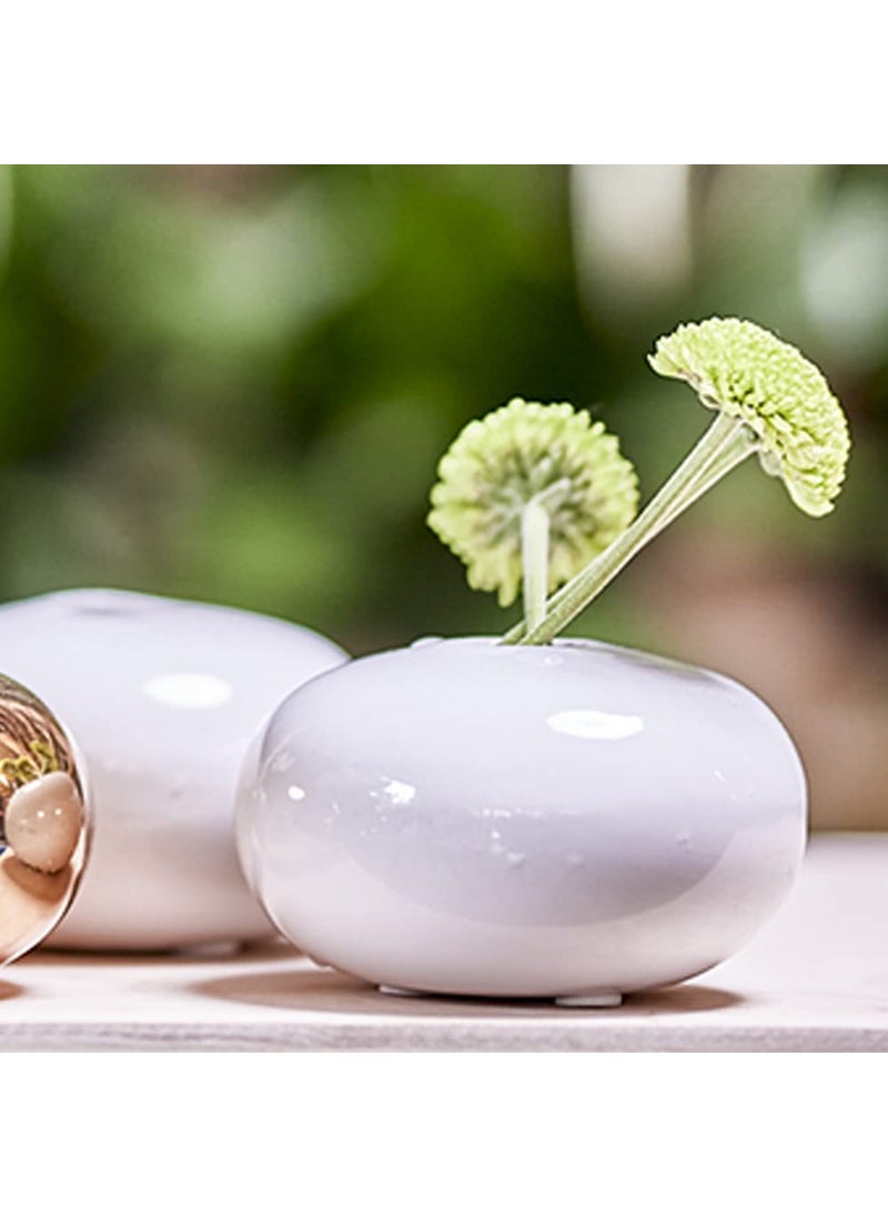 Chive Chive - Set of 6 JoJo Small Oval Ceramic Flower Vase  Decorative Modern Floral Vase for Home Decor Living Room Centerpieces and Events  Cute Bud Vase (White)  - Image 5