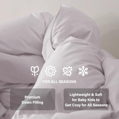 zzlamb Warm Baby Quilt Crib Comforter Small Duvet Insert, Toddler Down Comforter Kids Crib Blanket, Lightweight Soft Brushed Noiseless Shell Down Proof Machine Washable, Misty Grey 41x48in - Image 3