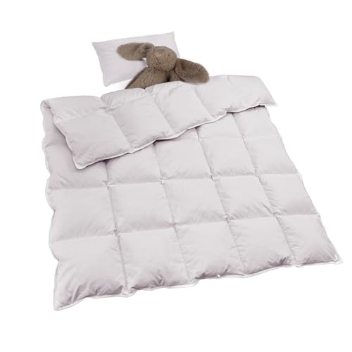 zzlamb Warm Baby Quilt Crib Comforter Small Duvet Insert, Toddler Down Comforter Kids Crib Blanket, Lightweight Soft Brushed Noiseless Shell Down Proof Machine Washable, Misty Grey 41x48in - Image 1