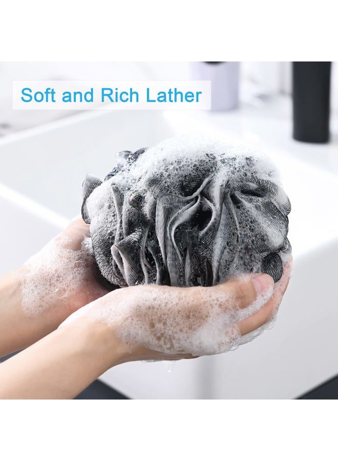 AmazerBath Loofah Sponge 60g/Piece, Loofah for Men Body Scrubber - Bath Sponge Loofa Set of 4 Black - Image 2
