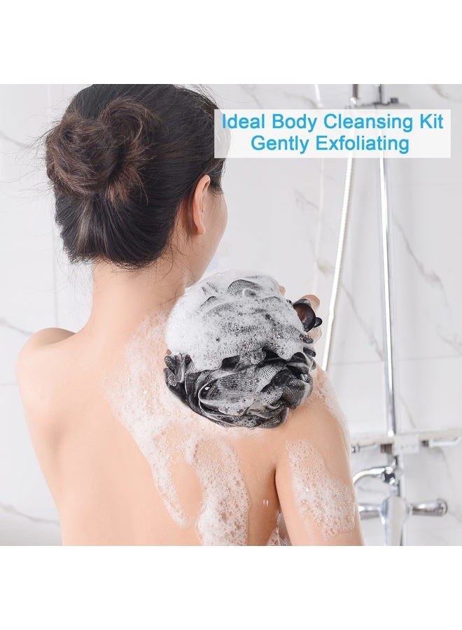 AmazerBath Loofah Sponge 60g/Piece, Loofah for Men Body Scrubber - Bath Sponge Loofa Set of 4 Black - Image 3