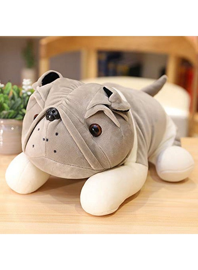 تيكلز لعبة حيوان محشوة ناعمة على شكل كلب بولدوغ جالس من تيكلز لغرفة الأطفال (الحجم: 30 سم، اللون: رمادي وأبيض) - Image 1