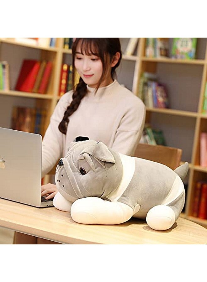 تيكلز لعبة حيوان محشوة ناعمة على شكل كلب بولدوغ جالس من تيكلز لغرفة الأطفال (الحجم: 30 سم، اللون: رمادي وأبيض) - Image 2