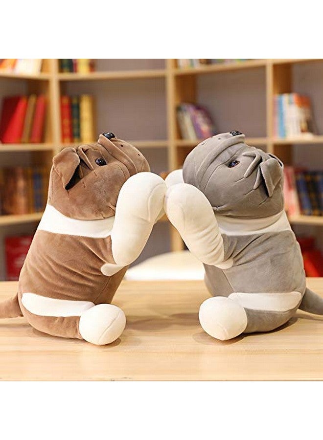 تيكلز لعبة حيوان محشوة ناعمة على شكل كلب بولدوغ جالس من تيكلز لغرفة الأطفال (الحجم: 30 سم، اللون: رمادي وأبيض) - Image 4