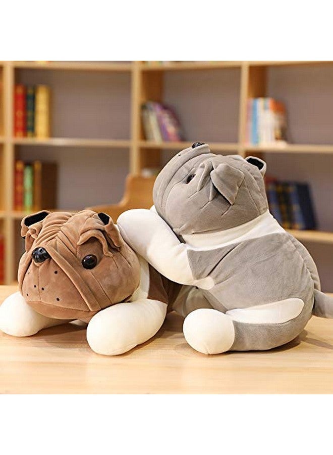تيكلز لعبة حيوان محشوة ناعمة على شكل كلب بولدوغ جالس من تيكلز لغرفة الأطفال (الحجم: 30 سم، اللون: رمادي وأبيض) - Image 3