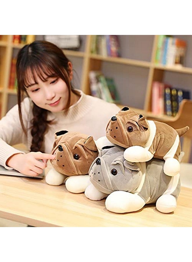 تيكلز لعبة حيوان محشوة ناعمة على شكل كلب بولدوغ جالس من تيكلز لغرفة الأطفال (الحجم: 30 سم، اللون: رمادي وأبيض) - Image 5
