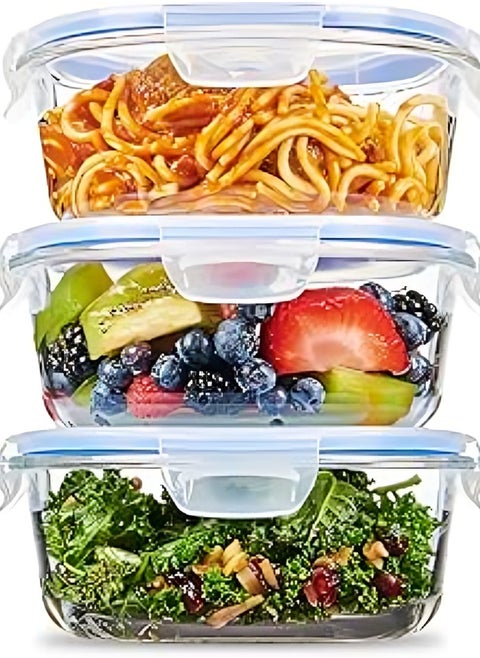 Glass Meal Prep Containers – BPA-Free, Leakproof & Airtight Food Storage with Secure Locking Lids, Microwave & Dishwasher Safe