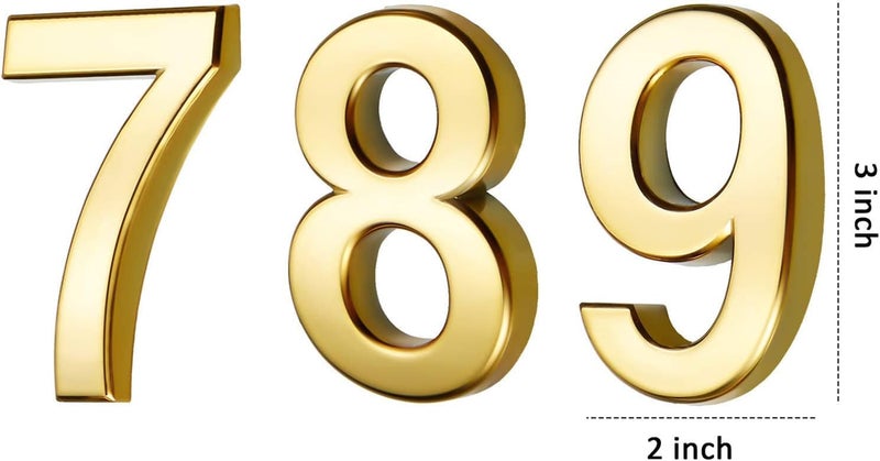 AZOD House Self Adhesive 3D Number Stickers for Room Door Plate Sign, Home Apartment Cabinet Table Mailbox Outdoor (Golden, 0 to 9), 8 Centimeters - Image 5
