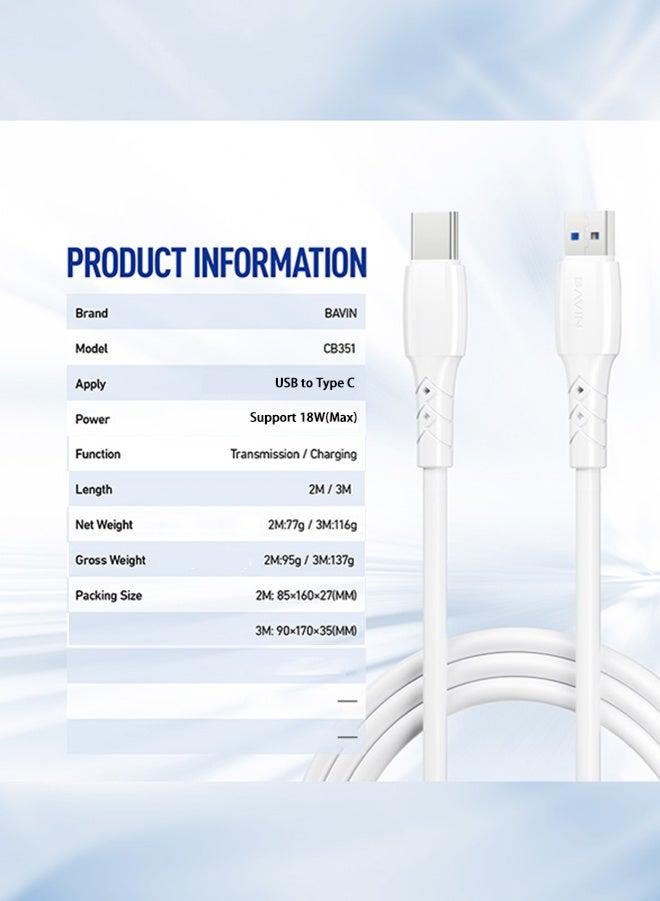 BAVIN USB Type-C 2M / 3M Fast Charging Cable – Data Sync and Transfer for All Android Mobile Phones - Image 4