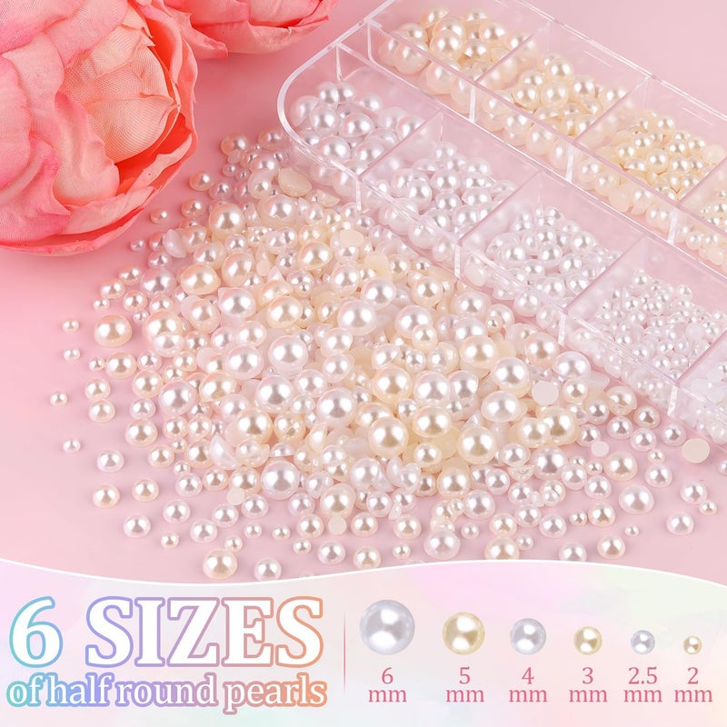 TINKRSTUFF لؤلؤ ذو ظهر مسطح للحرف اليدوية مع 3 قطع 10 مل غراء مجوهرات B7000، صندوق واحد من اللؤلؤ نصف الدائري الأبيض والبيج، خرز التزيين للحرف اليدوية DIY والملابس والأكواب والأحذية والزينة وفن الأظافر - Image 3