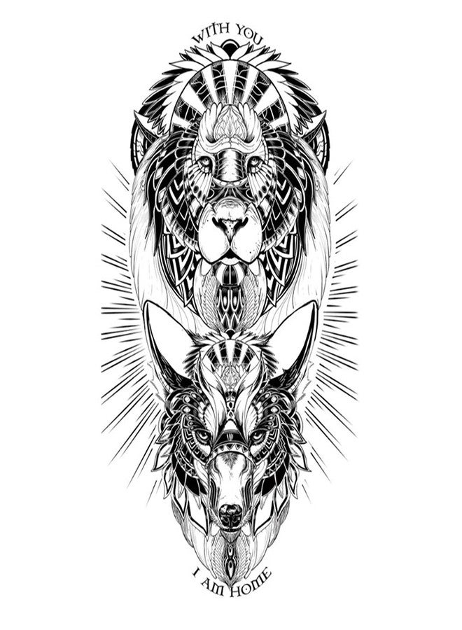 Temporary Tattoo| Beast on Arm | Waterproof Large | Assorted Sticker | Black Color | Combo Of Wild Animals Tiger Lion Wolf Mix Designs For Men Boys - Image 5