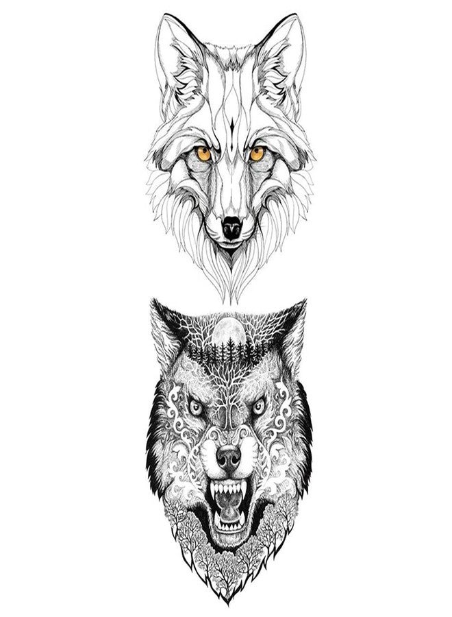 Temporary Tattoo| Beast on Arm | Waterproof Large | Assorted Sticker | Black Color | Combo Of Wild Animals Tiger Lion Wolf Mix Designs For Men Boys - Image 4