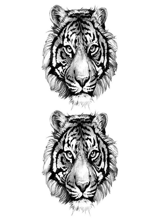 Temporary Tattoo| Beast on Arm | Waterproof Large | Assorted Sticker | Black Color | Combo Of Wild Animals Tiger Lion Wolf Mix Designs For Men Boys - Image 3