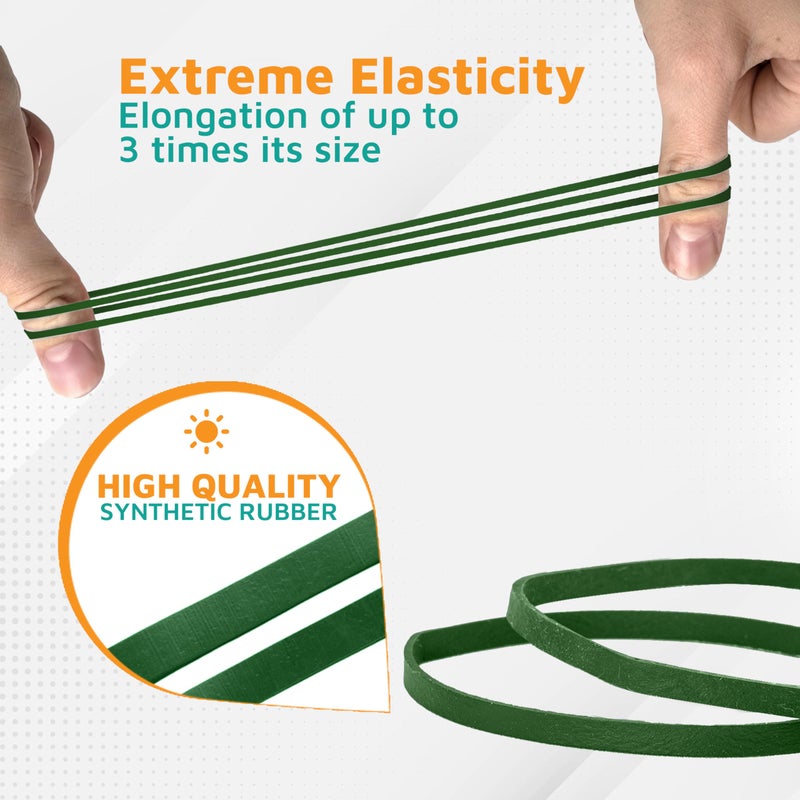 PlasticMill Dark Green Rubber Bands Size 33 (3 1/2" x 1/8") - #33 Colored Rubber Bands Office Supplies - Strong, Elastic Bands for Crafts, Balloon Garland, Cash, File Folders (500-Pack) - Image 3