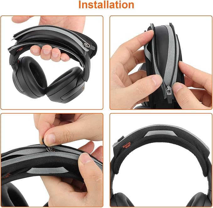 Meyaar Universal Replacement Headphone Headband Case, Headband Cushion Pad Cover Compatible with Boat, Boult, Sony, Bose, Beats, JBL Headphones, Leather Fabric Head Band Cover (Black) - Image 3