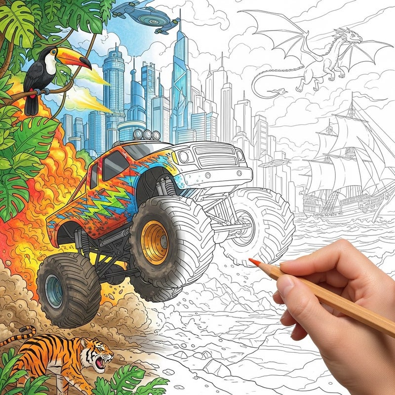 عام كتاب رحلة التلوين للأولاد مع تصاميم الديناصورات والفضاء - Image 4
