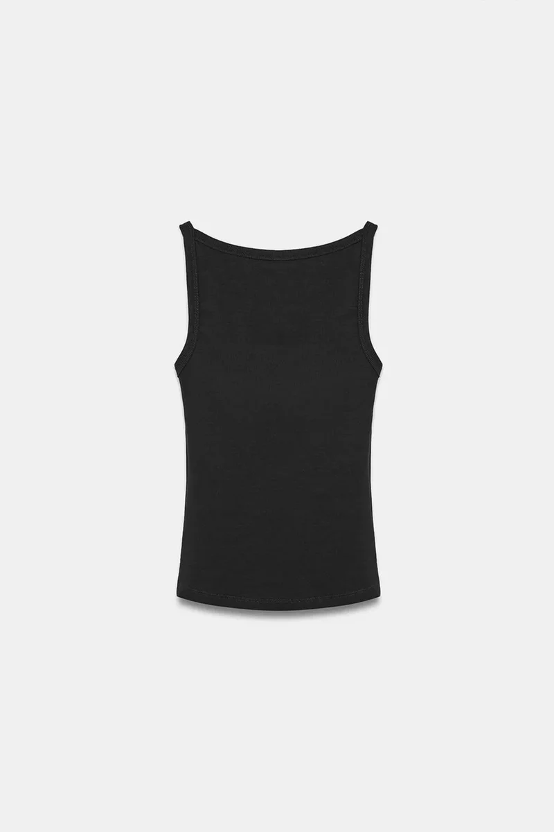 Dilvin Black DILVIN Ribbed Halterneck Sleeveless Blouse for Women | Best Price UAE