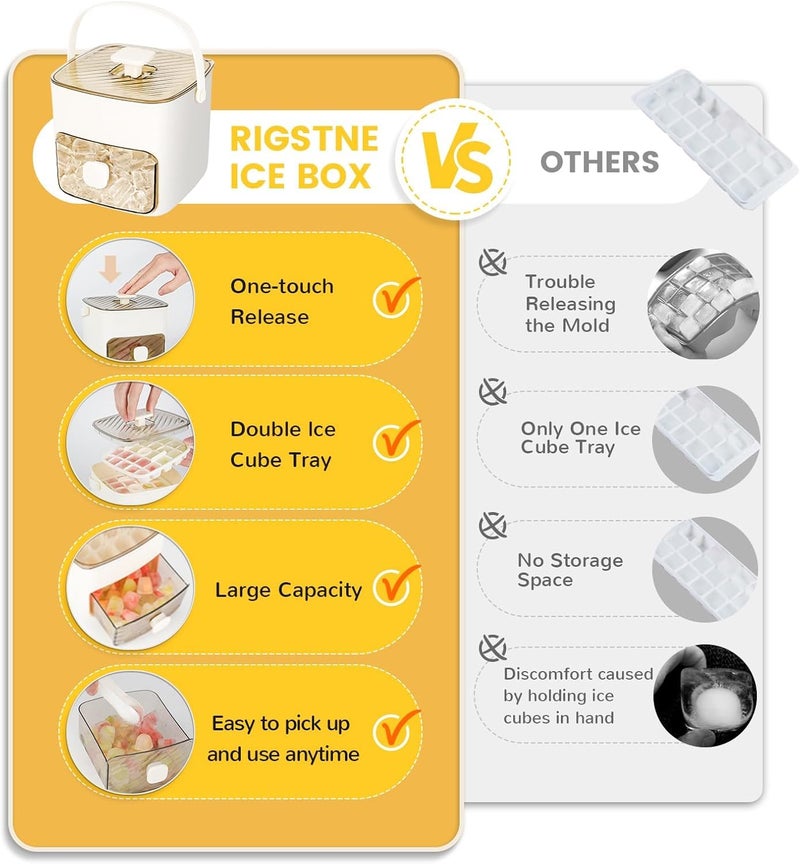 HELIMIX 2 Layer Ice Cube Tray with Storage Box ice Maker Storage Containers for Drinks One Button Release Ice Cube Trays Whiskey Wine Cocktail - Image 2