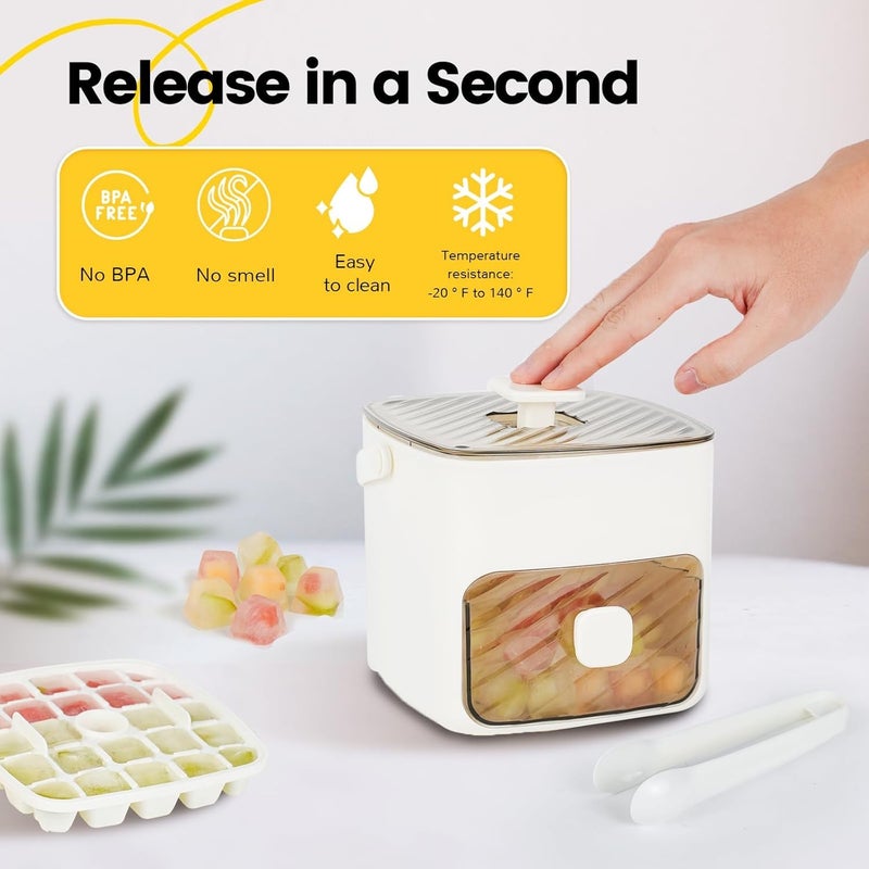 HELIMIX 2 Layer Ice Cube Tray with Storage Box ice Maker Storage Containers for Drinks One Button Release Ice Cube Trays Whiskey Wine Cocktail - Image 3