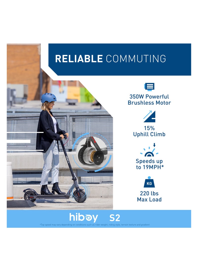 HIBOY - Hiboy S2 Electric Scooter, 8.5",9" Tires, Up to 17 Miles Range, 350W Motor&19 MPH Portable Folding Commuting Electric Scooter for Adults with Double Braking System and App - Image 1