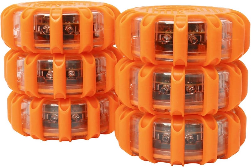 woobles 6 Pack of 9 Flash Modes LED Road Warning Flares Emergency Light with Magnetic Base,Hook and Storage Bag - Image 3