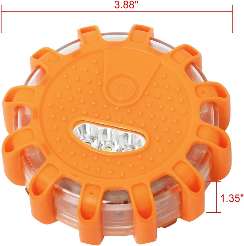 woobles 6 Pack of 9 Flash Modes LED Road Warning Flares Emergency Light with Magnetic Base,Hook and Storage Bag - Image 2