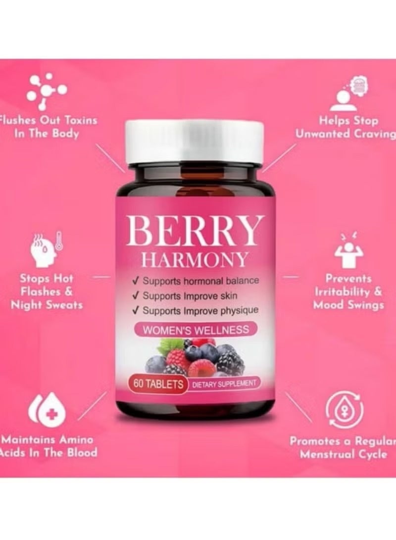 Berry Harmony Dietary Supplement for Women with Vitamins & Natural Extracts – 60 Tablets - Image 2