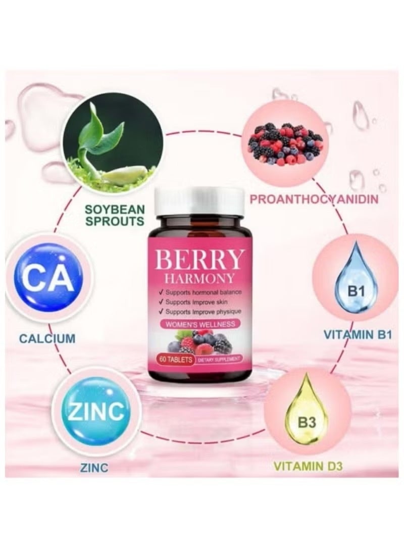 Berry Harmony Dietary Supplement for Women with Vitamins & Natural Extracts – 60 Tablets - Image 3