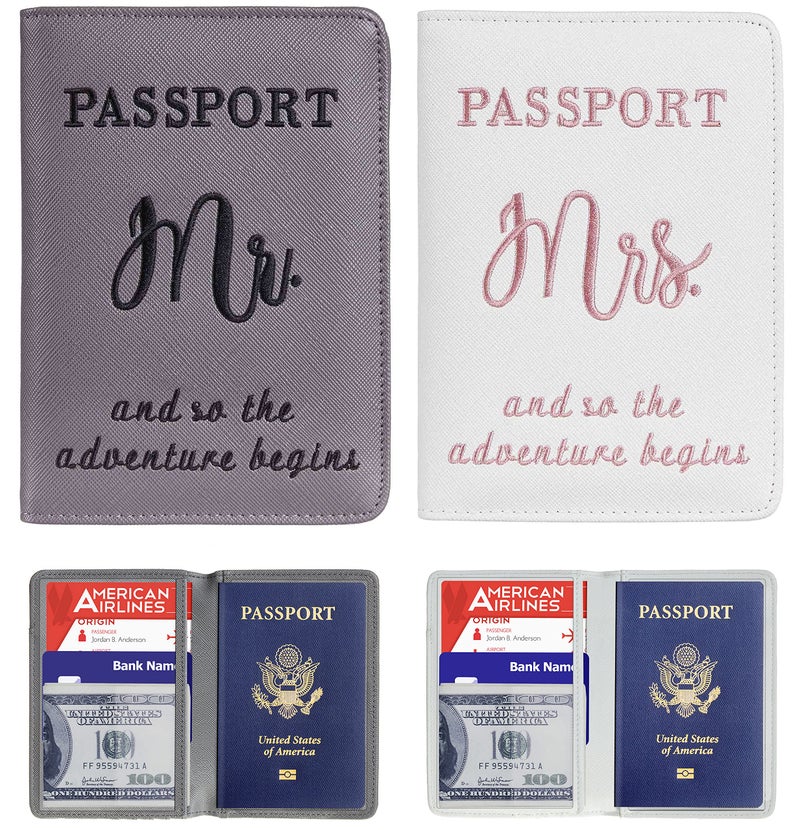 Chelmon Mr and Mrs Luggage Tags-Passport Holder, Bridal Shower Gifts for Honeymoon, Wedding Gifts for Couples 2025, Bride Travel Accessories for Women - Image 3