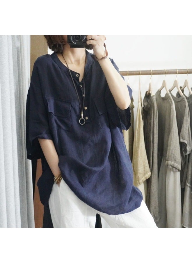 Southeast Asia Autumn New Fashion Loose T-shirt Women Solid Color Short Sleeve Plus Size Top Women - Image 4