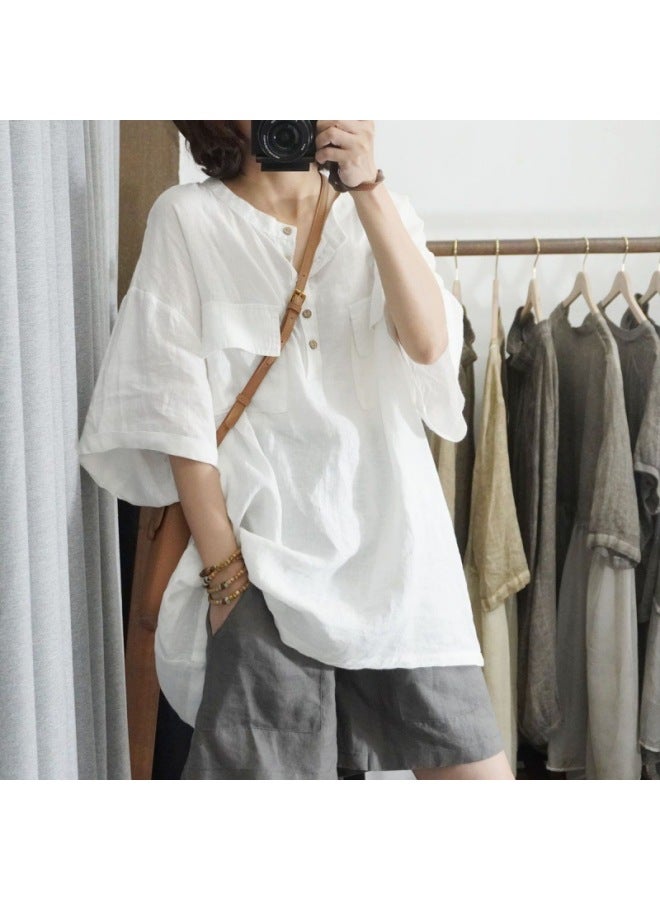 Southeast Asia Autumn New Fashion Loose T-shirt Women Solid Color Short Sleeve Plus Size Top Women - Image 2