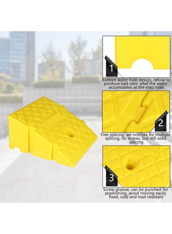 قطعتان من منحدرات الرصيف، منحدرات رصيف محمولة وخفيفة الوزن مزودة بفتحات، منحدر عتبة بلاستيكي شديد التحمل، مناسب للممرات، رصيف تحميل الدراجات النارية، كرسي متحرك، قابل للحركة، وزن 6000 رطل، 9.8 بوصة طول × 10.6 بوصة عرض × 5.1 بوصة ارتفاع - أسود وأصفر - Image 2