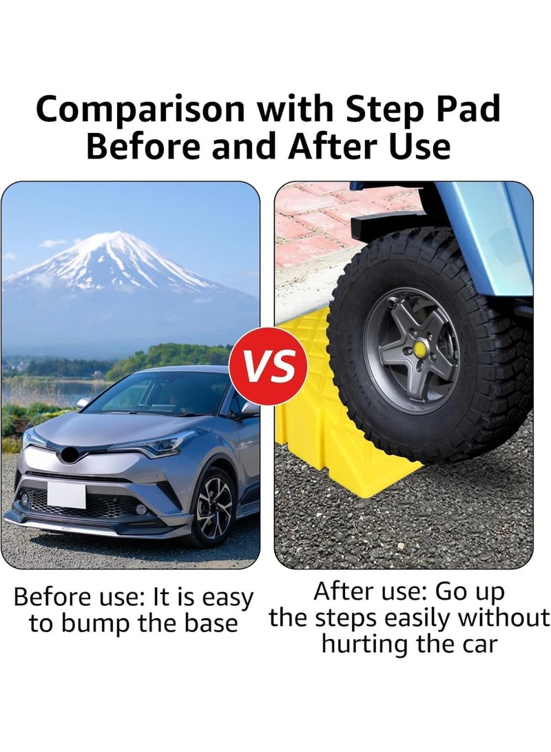 قطعتان من منحدرات الرصيف، منحدرات رصيف محمولة وخفيفة الوزن مزودة بفتحات، منحدر عتبة بلاستيكي شديد التحمل، مناسب للممرات، رصيف تحميل الدراجات النارية، كرسي متحرك، قابل للحركة، وزن 6000 رطل، 9.8 بوصة طول × 10.6 بوصة عرض × 5.1 بوصة ارتفاع - أسود وأصفر - Image 5