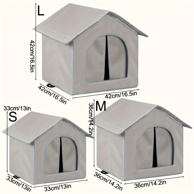 Insulated Waterproof Cat House Silvery Grey 16.5 Inch All Season Outdoor Shelter - Image 3