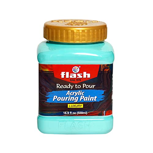 Flash Acrylic Ready to Pour Pouring Paint/Fluid Acrylic 500ml / 16 fl oz Pre-Mixed Water-Based - for Canvas, Wood, Paper, Crafts, Tile, Rocks and More… (Aqua Green) - Image 1