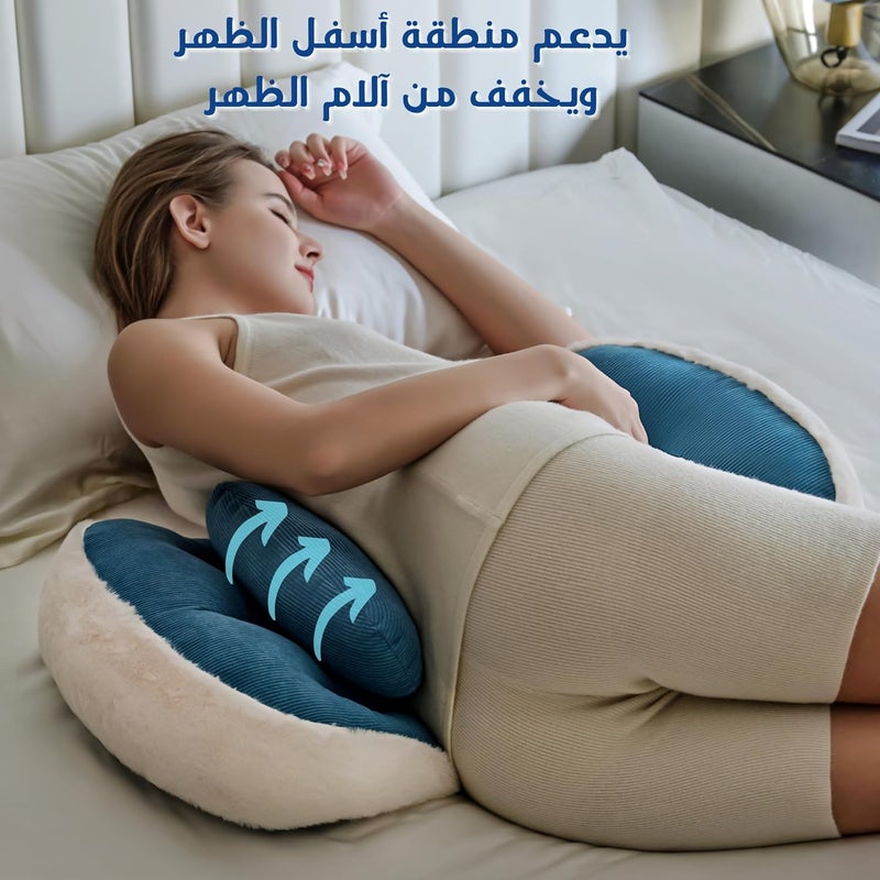 pobopobo وسادة الحمل للنوم، فائقة النعومة والراحة لدعم النوم على الجانب للظهر والبطن والساقين، ضرورية للحوامل، مصممة بفراء صناعي لراحة فائقة (أزرق) - Image 4
