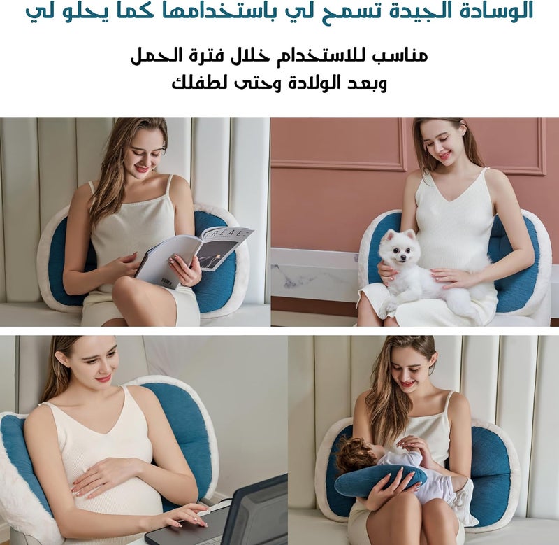 pobopobo وسادة الحمل للنوم، فائقة النعومة والراحة لدعم النوم على الجانب للظهر والبطن والساقين، ضرورية للحوامل، مصممة بفراء صناعي لراحة فائقة (أزرق) - Image 5
