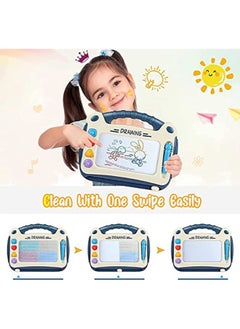 Haidue Magnetic Drawing Pad Doodle Board Educational Learning Toy Blue  - Image 1