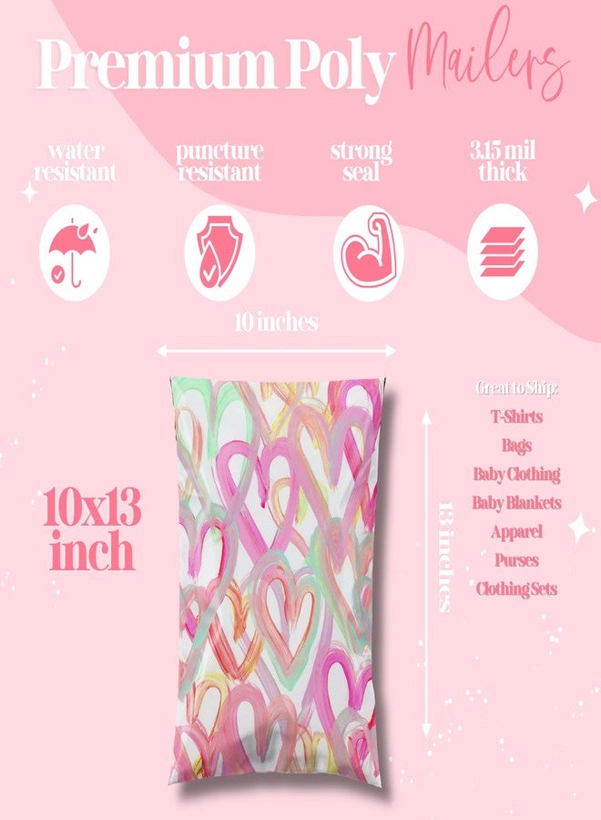 Pretty Package Store 10x13 Designer Poly Mailer 100 Pack Heavy Duty Waterproof Self Seal Shipping Bags for Small Business Large Mailing Envelopes Bulk Tear Resistant Cute Packaging Happy Hearts - Image 3