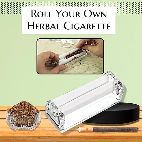 White Leaf Cigarette Rolling Machine | Compact Pocket Size Injector | Quick Fill Tobacco Roller with Papers Holder | Standard 70mm | Manual DIY Cigarette Maker - Image 2