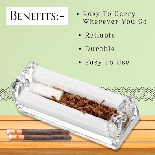 White Leaf Cigarette Rolling Machine | Compact Pocket Size Injector | Quick Fill Tobacco Roller with Papers Holder | Standard 70mm | Manual DIY Cigarette Maker - Image 4