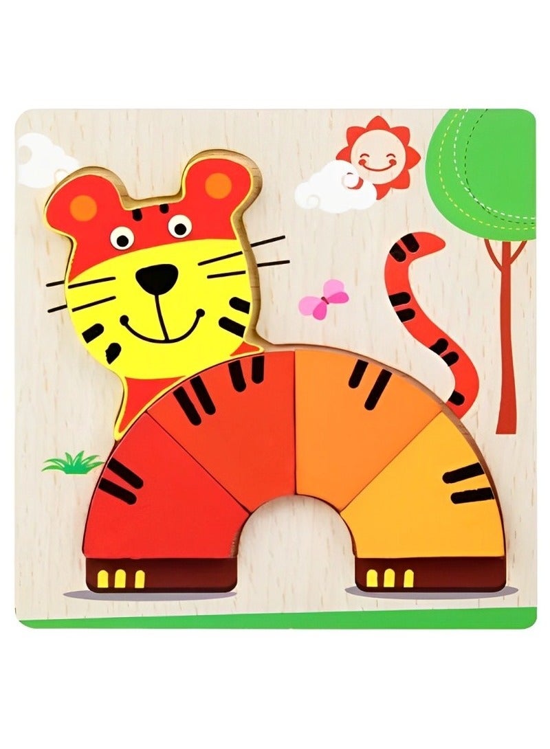 لغز خشبي ثلاثي الأبعاد مصمم على شكل نمر ملون للأطفال الصغار، أدوات دعم التعليم المبكر للآباء والمعلمين، ألوان وأنماط جذابة، ألعاب مونتيسوري صممت لتنمية المهارات الحسية والحركية، هدايا رائعة - Image 1