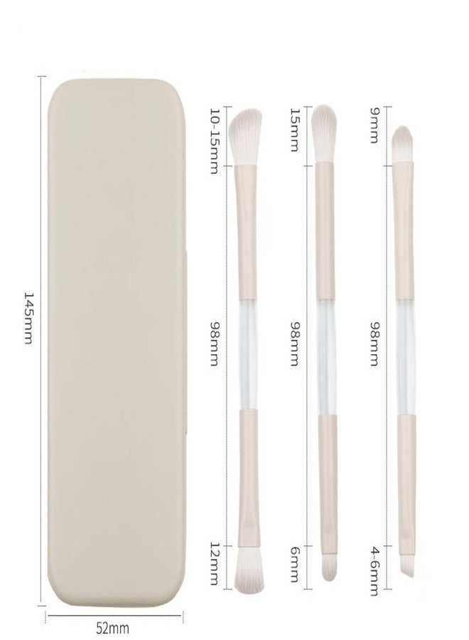 Coshine 6 In 1 Flip Mirror Travel Makeup Brush Set With Brush Cleaning Sponge, COSHINE 3pcs Eye Makeup Brushes Double Head Bristles With Mirror and Case - Image 5