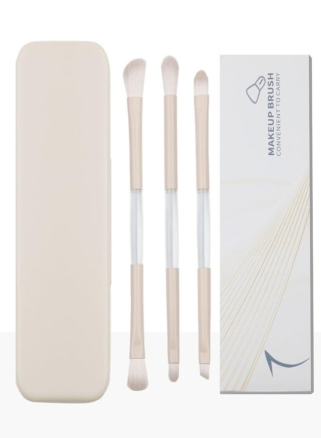 Coshine 6 In 1 Flip Mirror Travel Makeup Brush Set With Brush Cleaning Sponge, COSHINE 3pcs Eye Makeup Brushes Double Head Bristles With Mirror and Case - Image 1