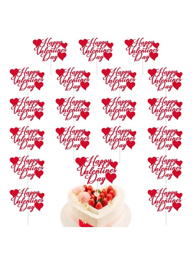 CANIPHA 24Pcs Valentine's Day Happy Birthday Cake Sign Decoration, Heart Themed Cake Topper for Home Party Anniversary Supplies - Image 1