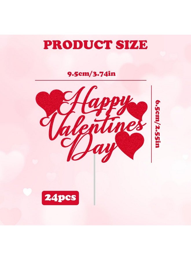 CANIPHA 24Pcs Valentine's Day Happy Birthday Cake Sign Decoration, Heart Themed Cake Topper for Home Party Anniversary Supplies - Image 2