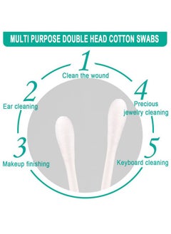 HQSLsund 200 Pack Cotton Swabs, Individually Wrapped Cotton Swab, Individually Wrapped Double Tipped Paper Sticks for Ear, Make-up(Double Round End)  - Image 2