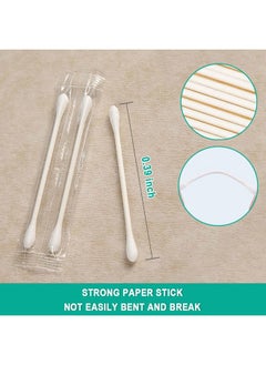 HQSLsund 200 Pack Cotton Swabs, Individually Wrapped Cotton Swab, Individually Wrapped Double Tipped Paper Sticks for Ear, Make-up(Double Round End)  - Image 3