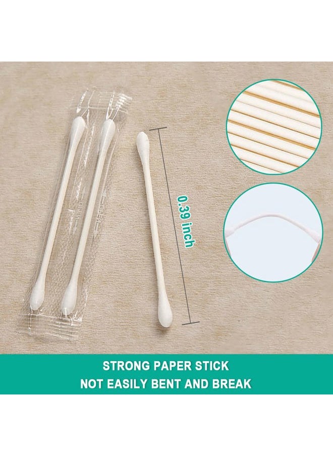 HQSLsund - 200 Pack Cotton Swabs, Individually Wrapped Cotton Swab, Individually Wrapped Double Tipped Paper Sticks for Ear, Make-up(Double Round End) - Image 1