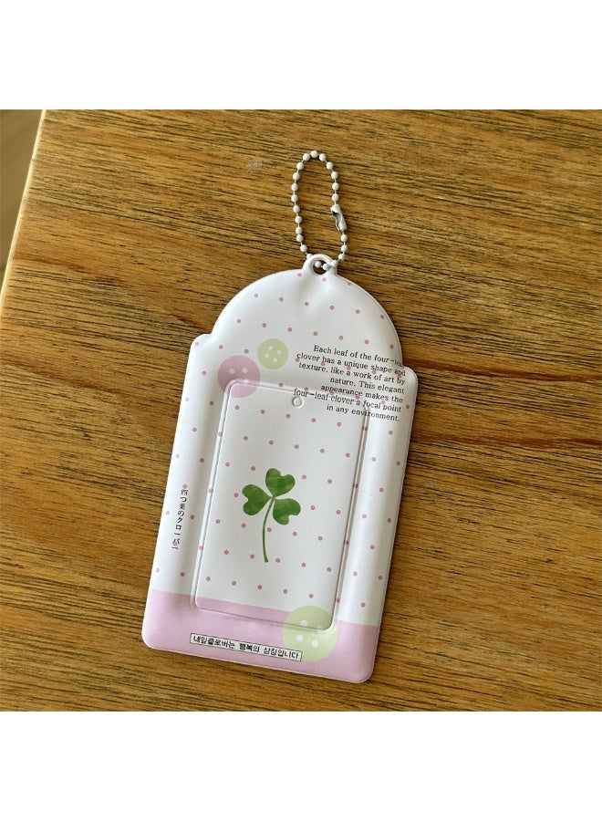 NIBEMINENT 1 - Piece Blue Dolphin Four-leaf Grass Kpop Photo Card Holder Pendant Key Chain ID Badge Holder ID Card Holder Photo Card Protector for School ID Office ID Access Card for Women Girls - Image 1